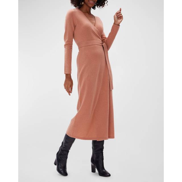 Astrid Wool-Cashmere Midi Wrap Dress - CAMEL - Small