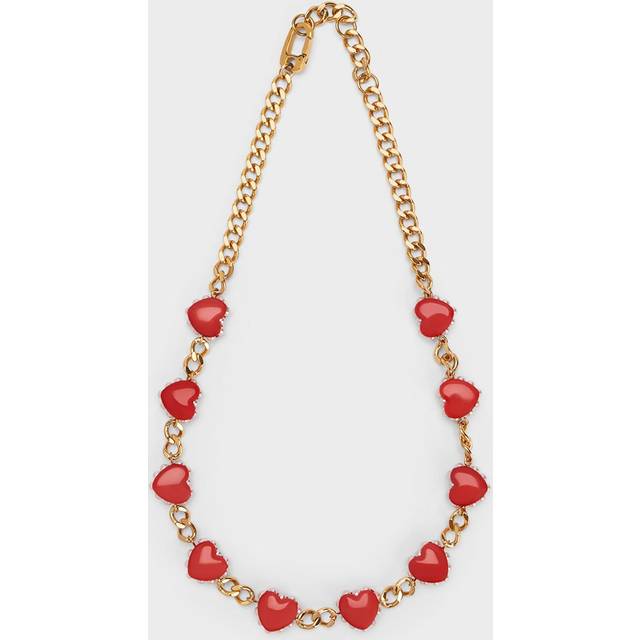 Charles & Keith - Heart Motif Choker Necklace - Red
