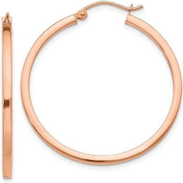 14K Rose Gold Lightweight Square Tube Hoop Earrings