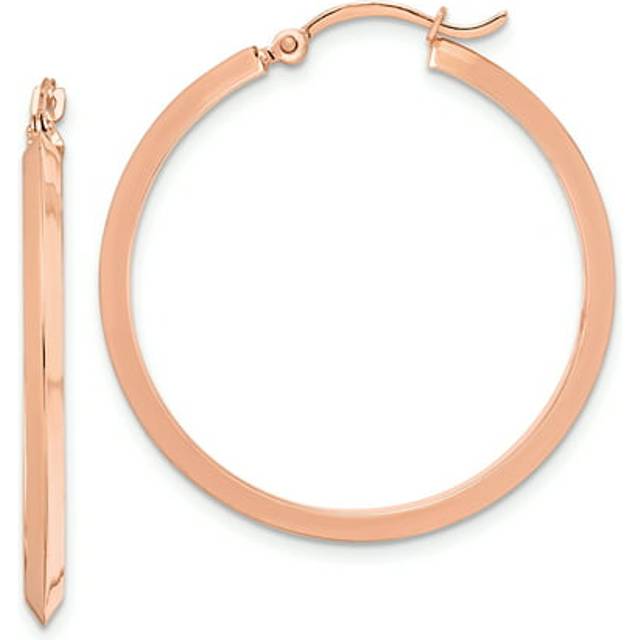 Quality Gold TF1631R 14K Two-Tone Rose Gold Polished Hoop Earrings