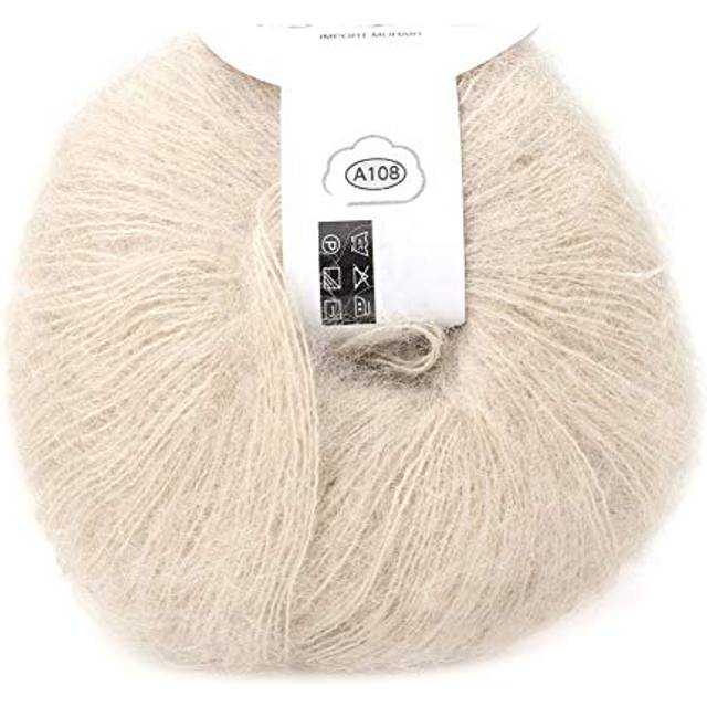 Popular Soft Mohair Knitting Angora Wool Yarn for DIY Knitting (with a Crochet)(Beige)