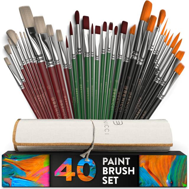 Professional Artist Paint Brush Set of 40 with Storage Case - Includes