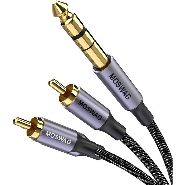 Gold-Plated 6.35mm 1/4 inch Male TRS Stereo Plug to 2 RCA Phono Male Audio Y Splitter Cable,Connector Wire Cord Plug