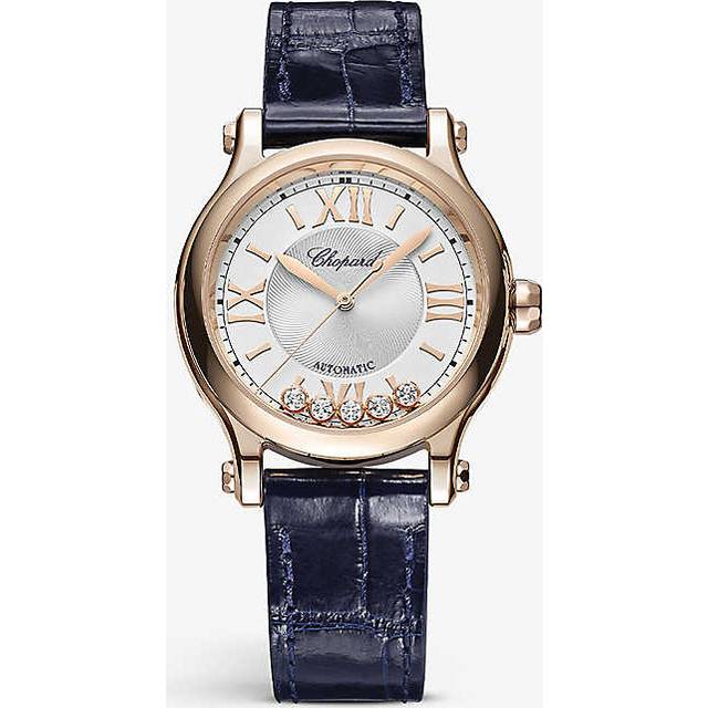 Chopard Womens 18-carat Rose Gold Happy Sport 275378-5001 18ct Rose-gold and Diamond Automatic Watch 33mm