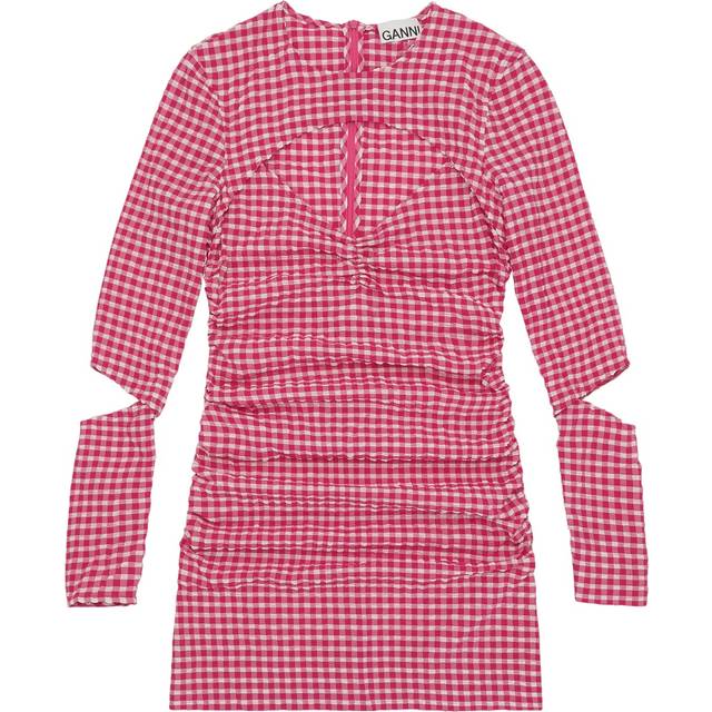 GANNI Stretch Seersucker |Röd |38
