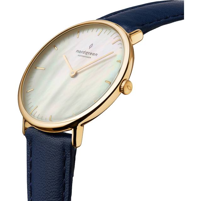 Nordgreen Scandinavian small classic women's watch - Gold Case - Black Dial - 28mm Navy Vegan Leather Strap