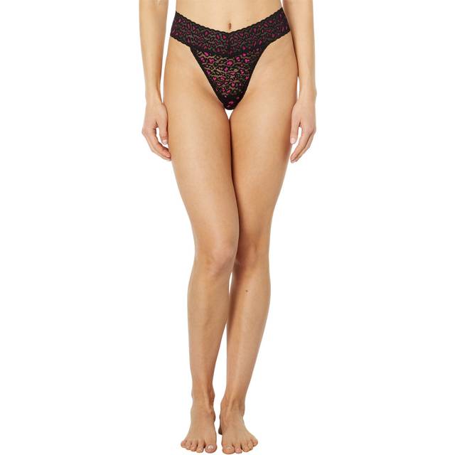 Hanky Panky Cross Dyed Leopard Original Rise Thong - Black/Pink - One Size
