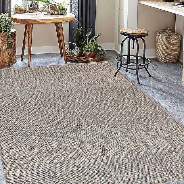 Washarug Washable Jute Rug 120x170cm Diamonds, Brown