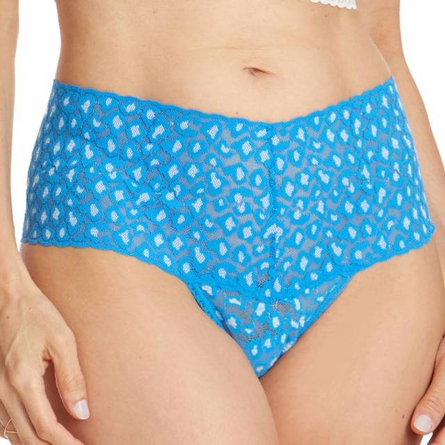 Hanky Panky Cross Dyed Leopard Retro Thong - Blue Pattern - One Size