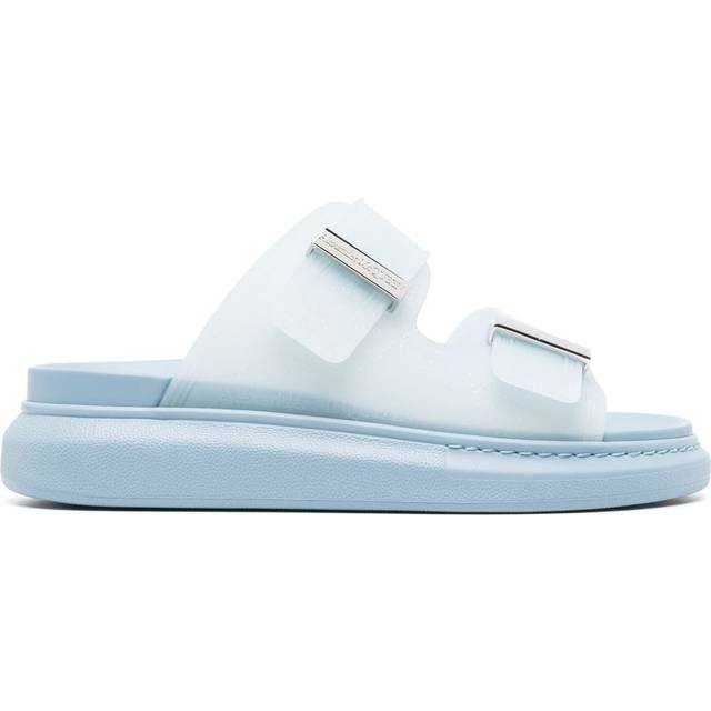Alexander McQueen - logo-engraved slides - women - Rubber/Rubber/Rubber - 35 - Blue