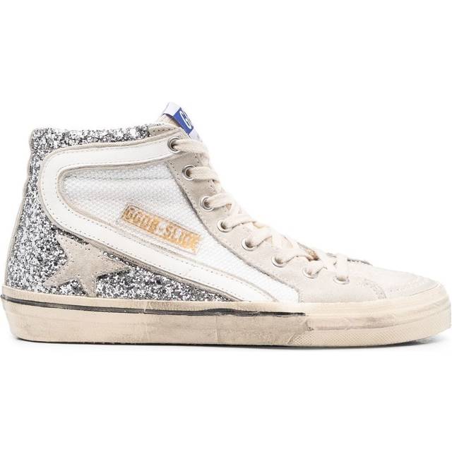 Golden Goose - glitter-detail leather high-top sneakers - women - Suede - 36 - Silver