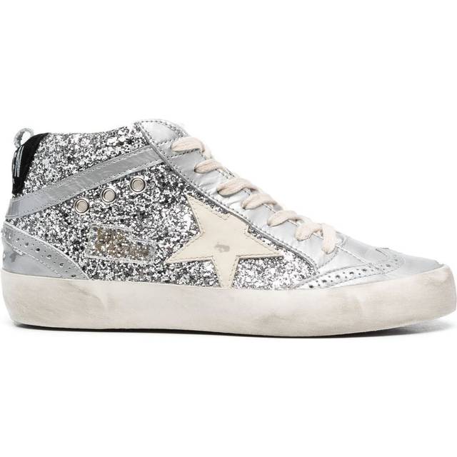 Golden Goose - glittered high-top sneakers - women - Calf Leather/Calf Leather/Rubber/Fabric/Glitter - 38 - Silver