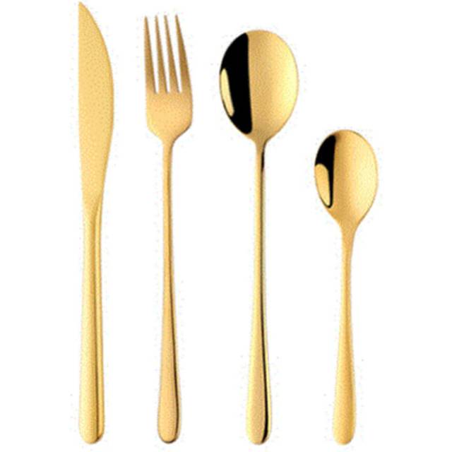 1Set  Korean Cutlery Set Stainless Steel Flatware Sets Western Spoon Fork Dinner Knife set Golden Dinnerware Set Party Utensil