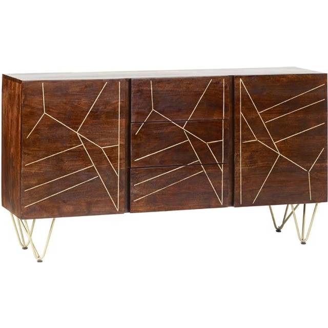 Dallas Dark Mango Wood 2 Door 3 Drawer Extra Large Sideboard - Dark Wood - Brown