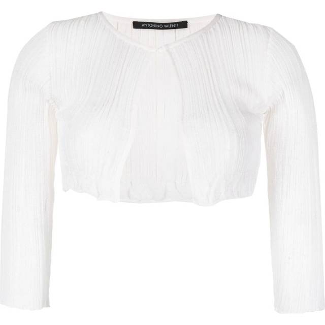 Antonino Valenti - knitted silk cropped cardigan - women - Silk - 44 - Neutrals