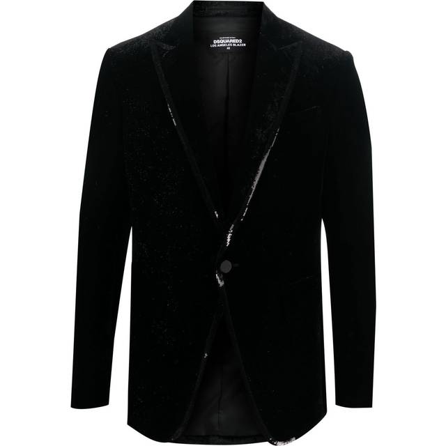DSQUARED2 - sequined-trim velvet blazer - men - Polyester/Polyester/Viscose/Cotton - 48 - Black
