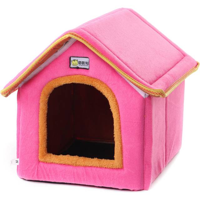 (Pink) Pet Dog Cat Bed Puppy Cushion Igloo House Soft Warm Kenne Mat Blanket