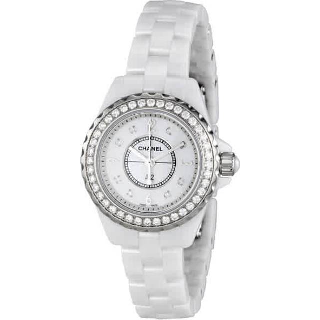 Chanel Womens White H2572 J12 29mm Diamonds High-tech Ceramic, Mother-of-pearl and Diamond Watch - WHITE