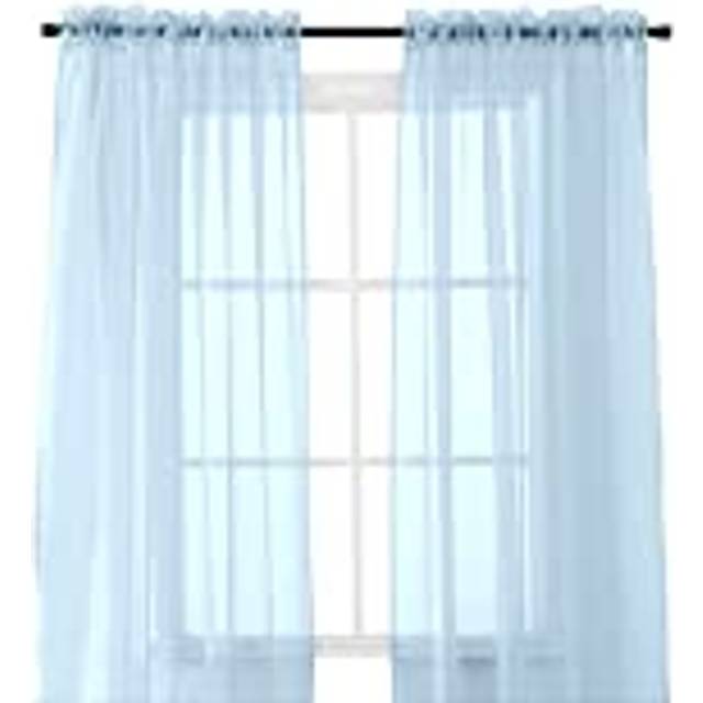 Elegant Comfort 2-Piece Sheer Panel with 2inch Rod Pocket - Window Curtains 60-inch Width X 84-inch Length - Light Blue