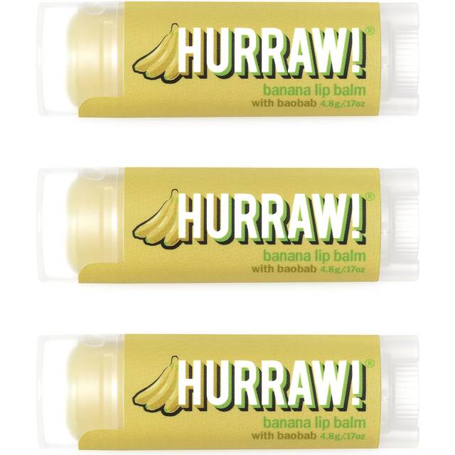 Hurraw Banana Lip Balm 3 Pack Organic Certified Vegan Cruelty and Gluten Free NonGMO 100 Natural Ingredients Bee Shea Soy and Palm Free Made in USA