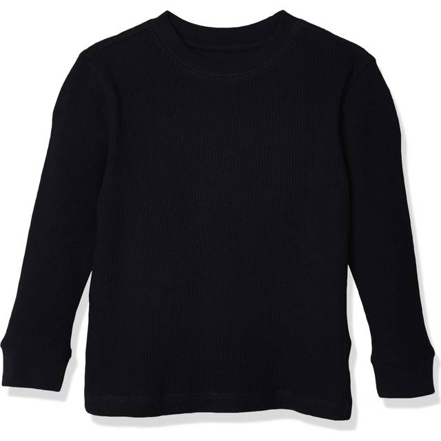 French Toast Boys Long Sleeve Thermal Waffle Tee T-Shirt Black  Medium (8)