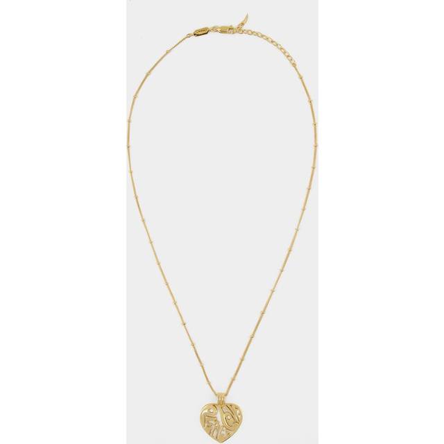 Peace & Love Heart Pendant Chain Necklace | 18ct Gold Vermeil