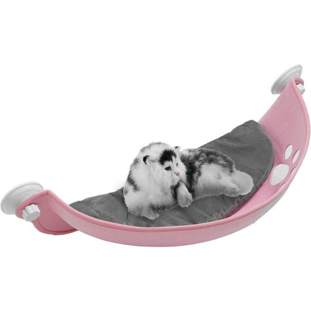 (Pink) Cat Pad Bed Cat Ferret Window Seat Pad Bed Car Pet Hammock Suction Cup Warm Perch Pet Bed