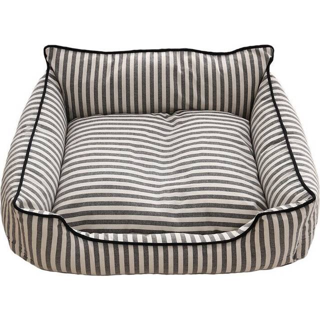 (Gray, S) Stripe Pattern Pet Sofa Bed Mat Dog Cat Sofa Kennel