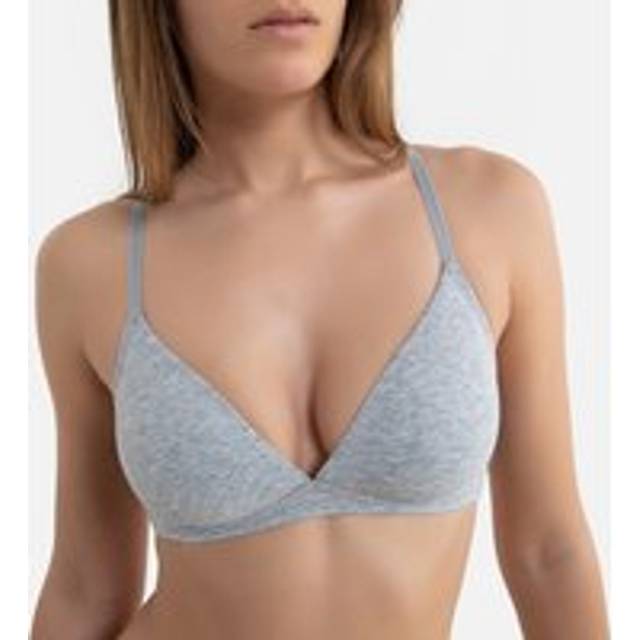 Cottone Plain Triangle Bra in Cotton - Grey Marl - 34B