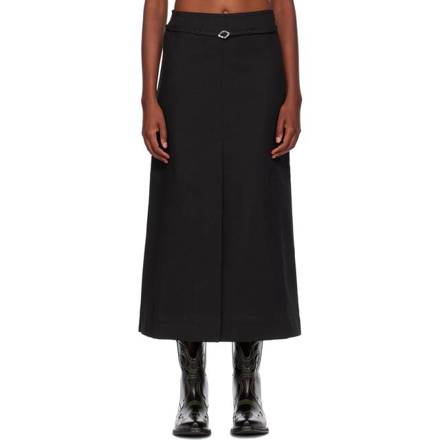 GANNI Black Slit Maxi Skirt - 099 Black - DK 32