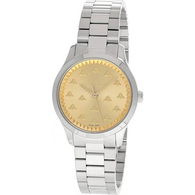 GUCCI G-Timeless 32MM Quartz S-Steel Gold Dial Women's Watch YA1265035 - 32 mm