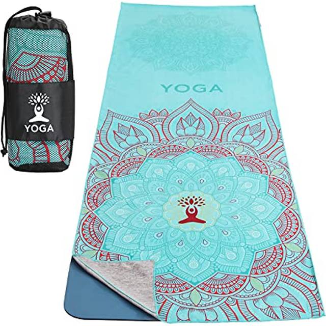 Towel for Yoga, Non Slip Hot Yoga Mat Yoga Blanket Printing Pattern Fast-Drying with Corner Pocket for Bikram, Pilates,