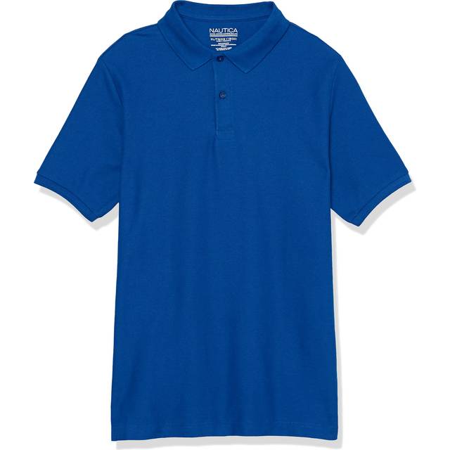 Nautica Boys' School Uniform Short Sleeve Polo Shirt, Button Closure, Comfortable & Soft Pique Fabric, Royal Blue, 2T
