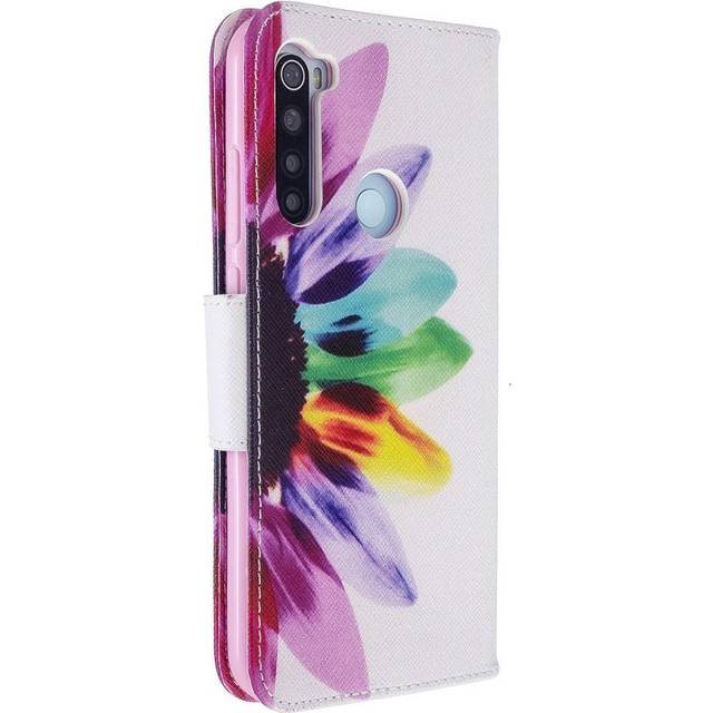 Xiaomi Redmi Note 8t läderplånbok - färgad blomma