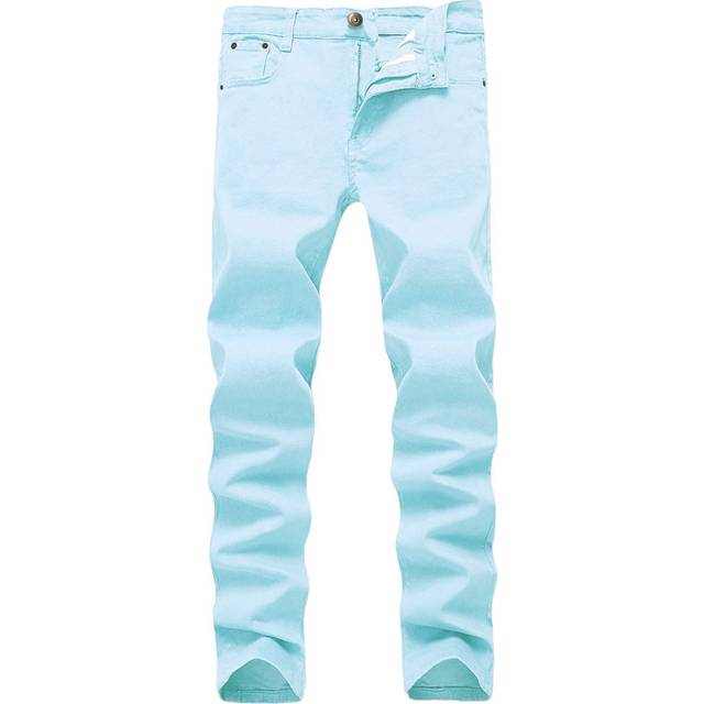 WULFUL Men's Skinny Slim Fit Stretch Straight Leg Jeans/Light Blue/32Wx32L