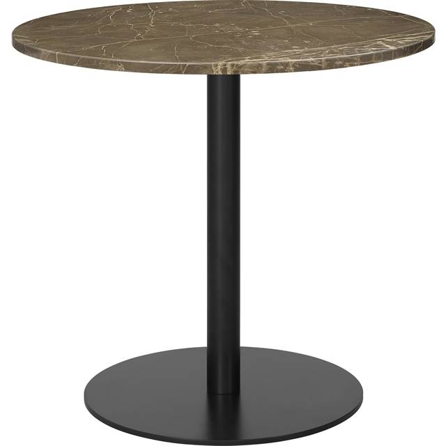 GUBI 1.0 Dining Table Round Ø80 cm w. Black Base and Brown Emperador Marble Top