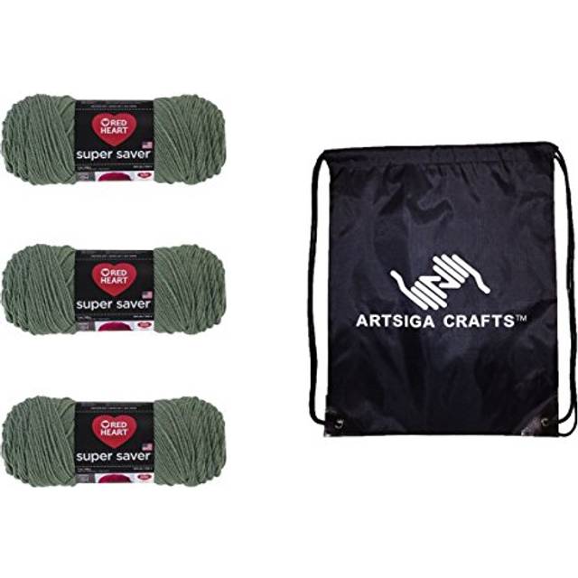Red Heart Super Saver Light Sage E300-631 (3-Skeins - Same Dye Lot) Worsted Medium #4 Acrylic Yarn for Crocheting and Knitting with Project Bag