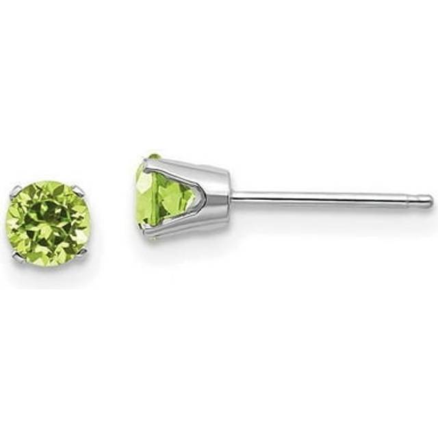 14K White Gold 4 mm Peridot Stud Earrings