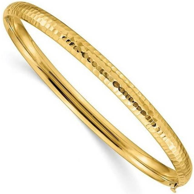 14K Yellow Gold 0.187 mm Fancy Hammered Hinged Bangle Bracelet
