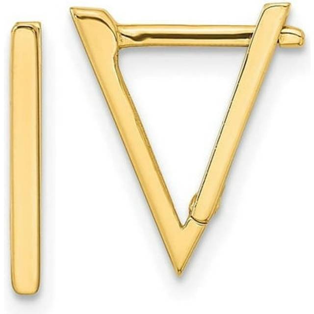 14K Yellow Gold Polished Triangle Hoop Earrings