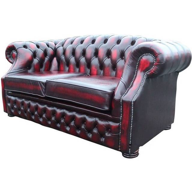 Chesterfield Original Oxford 2 Seater Sofa Oxblood Red Leather