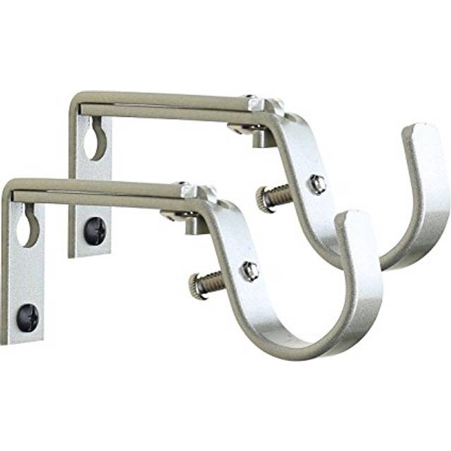 Meriville Set of 2 Curtain Drapery Rod Bracket for 1 1/4-Inch Rod, Adjustable Pewter