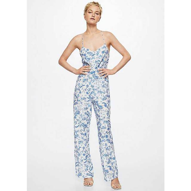 Mango Floral Strappy Jumpsuit - Blue