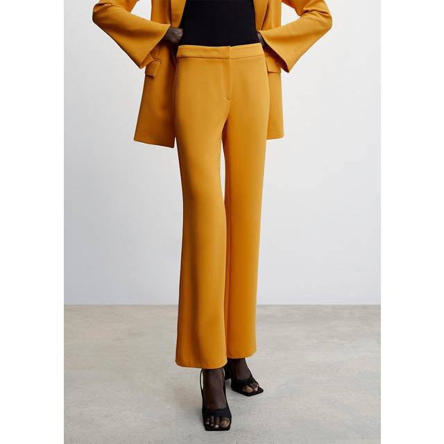 Mustard Wide Leg Suit Trousers - Yellow (S)