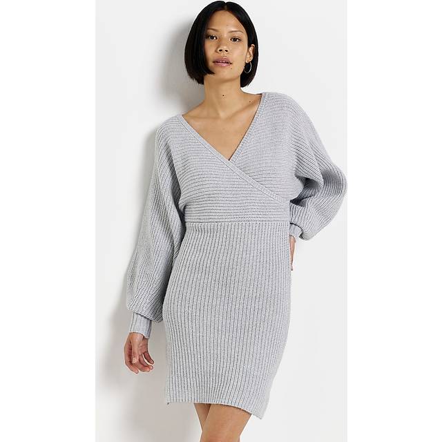River Island Womens Grey Knit Long Sleeve Jumper Mini Dress