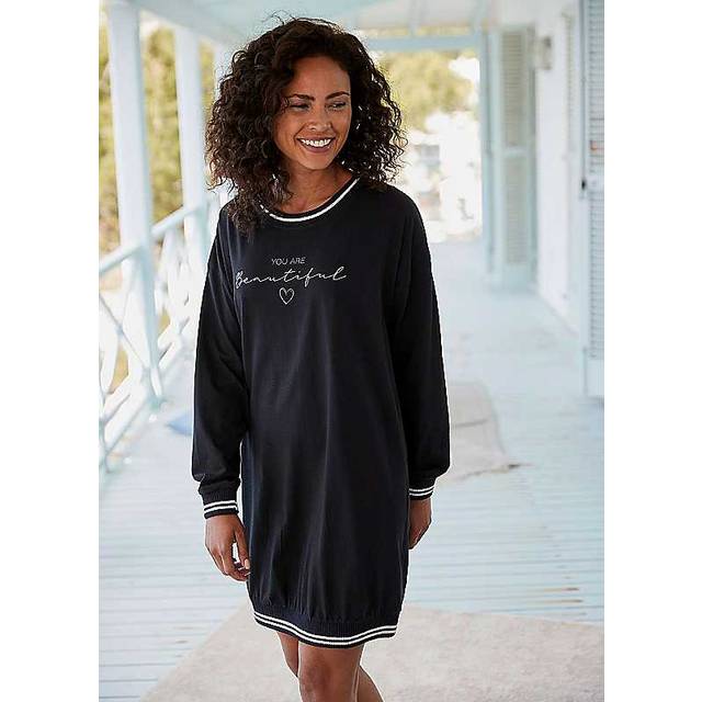Vivance Dreams Long Sleeve Nightgown - Black