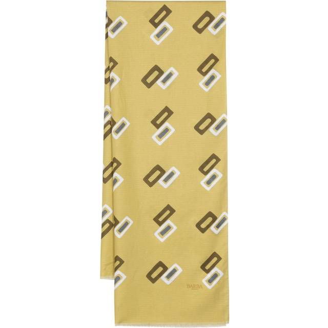Barba - graphic-print frayed scarf - men - Cotton/Linen/Flax - One Size - Green