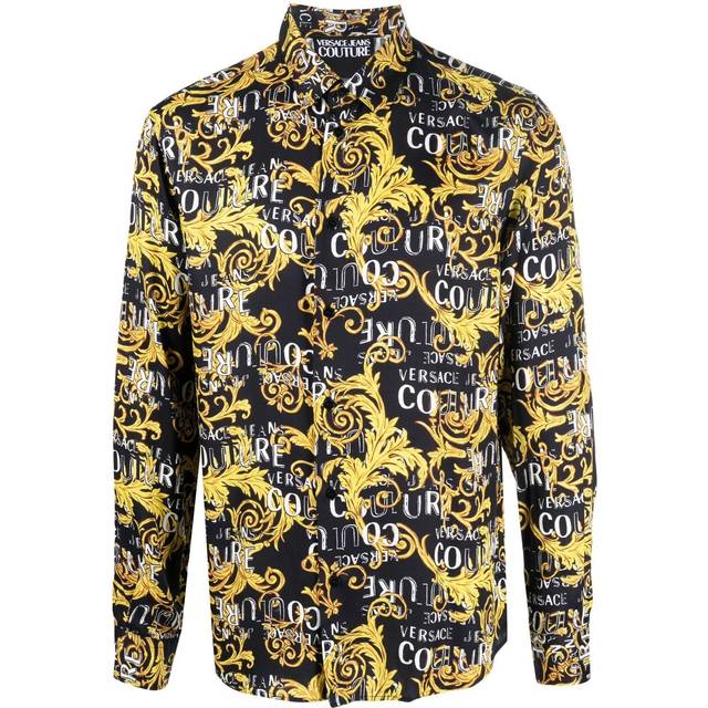 Versace Jeans Couture - signature-barocco-print shirt - men - Viscose - 48 - Black