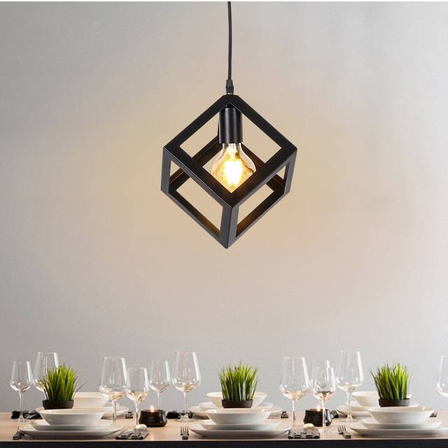 Modern Colorful Pendant Light Cube Shape Hanging Light Vintage Retro Ceiling Lamp