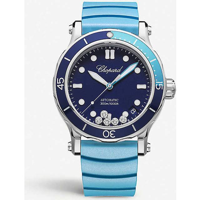Chopard Womens Blue Happy Ocean Stainless Steel and Diamond Watch 40mm